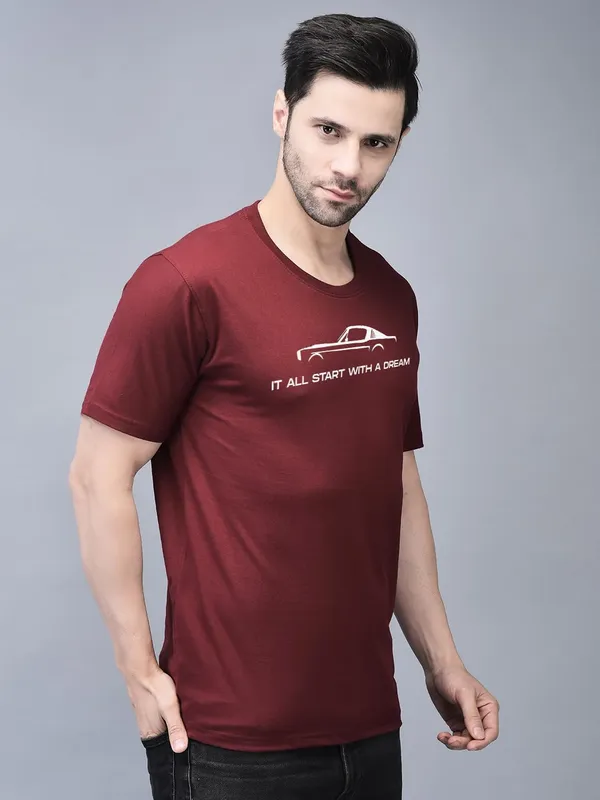 Maroon_Cotton_Printed_Crew_Neck_Half_Sleeve_T-Shirt_For_Men