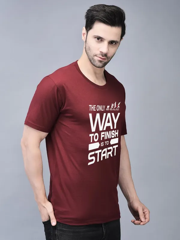 Maroon_Cotton_Printed_Crew_Neck_Half_Sleeve_T-Shirt_For_Men