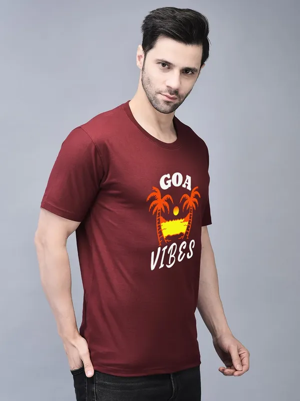 Maroon_Cotton_Printed_Crew_Neck_Half_Sleeve_T-Shirt_For_Men
