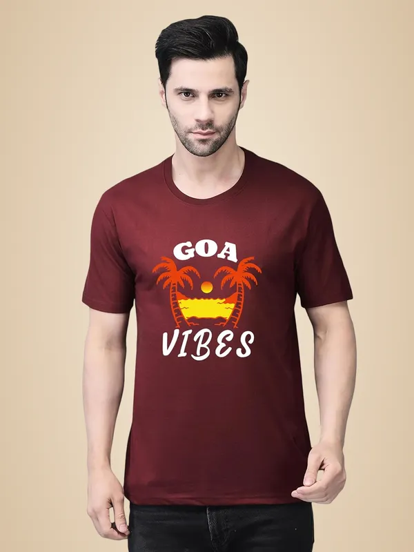 Maroon_Cotton_Printed_Crew_Neck_Half_Sleeve_T-Shirt_For_Men