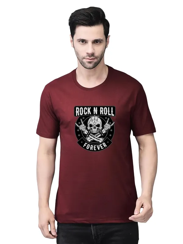 Maroon_Cotton_Printed_Crew_Neck_Half_Sleeve_T-Shirt_For_Men