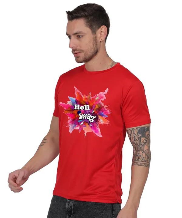 Red_Cotton_Printed_Crew_Neck_Half_Sleeve_T-Shirt_For_Men