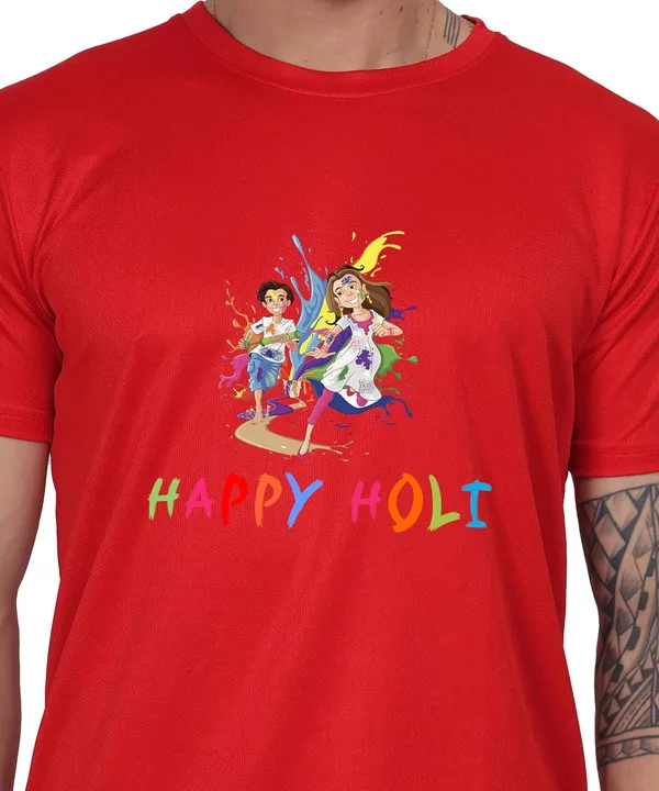 Red_Cotton_Printed_Crew_Neck_Half_Sleeve_T-Shirt_For_Men