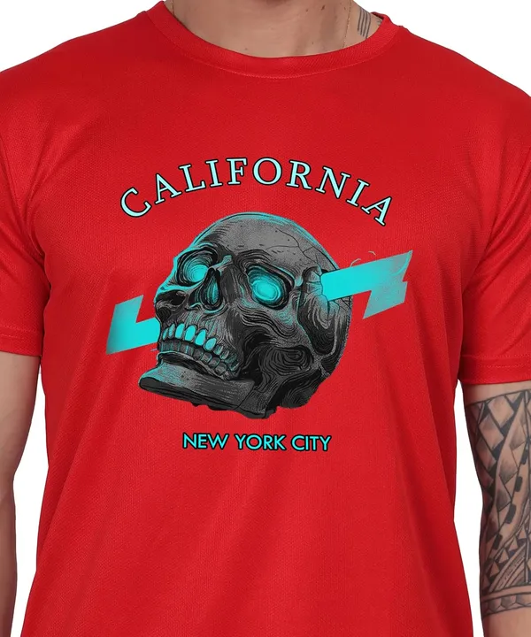 Red_Cotton_Printed_Crew_Neck_Half_Sleeve_T-Shirt_For_Men