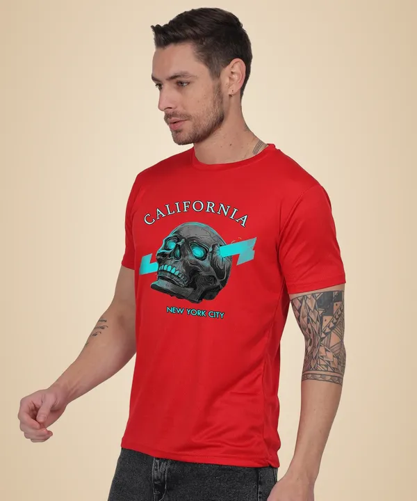 Red_Cotton_Printed_Crew_Neck_Half_Sleeve_T-Shirt_For_Men