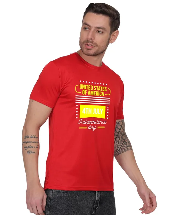 Red_Cotton_Printed_Crew_Neck_Half_Sleeve_T-Shirt_For_Men
