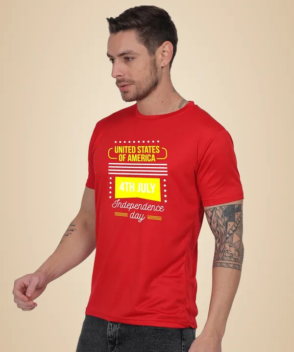 Red_Cotton_Printed_Crew_Neck_Half_Sleeve_T-Shirt_For_Men