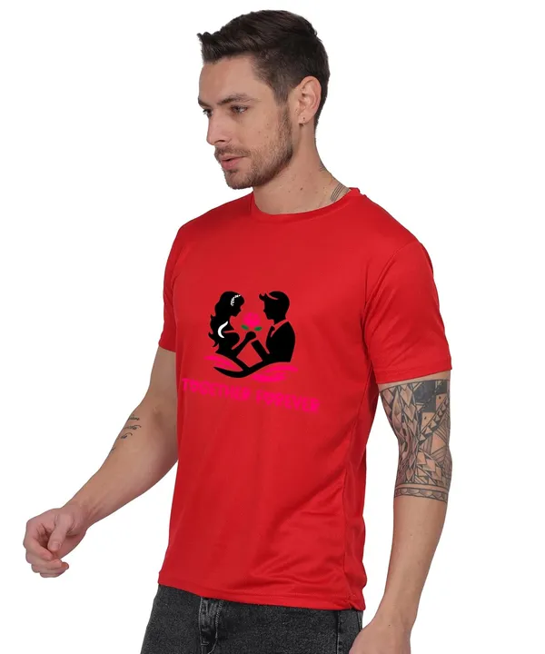 Red_Cotton_Printed_Crew_Neck_Half_Sleeve_T-Shirt_For_Men