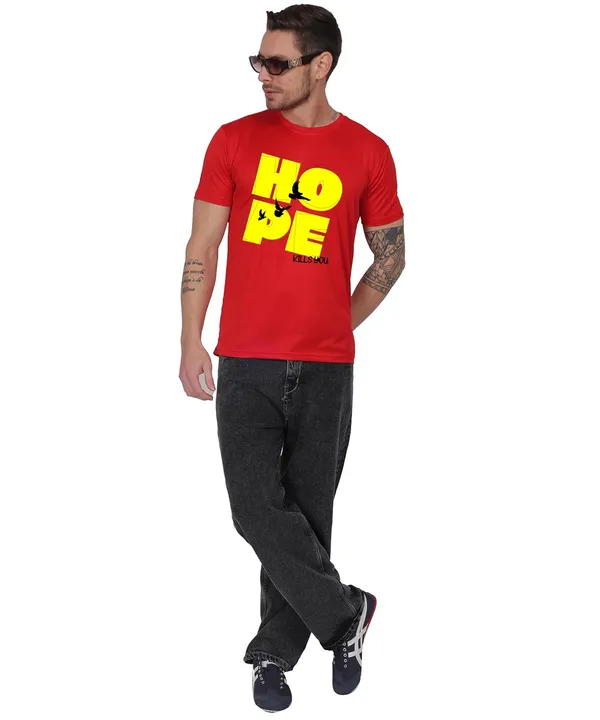 Red_Cotton_Printed_Crew_Neck_Half_Sleeve_T-Shirt_For_Men