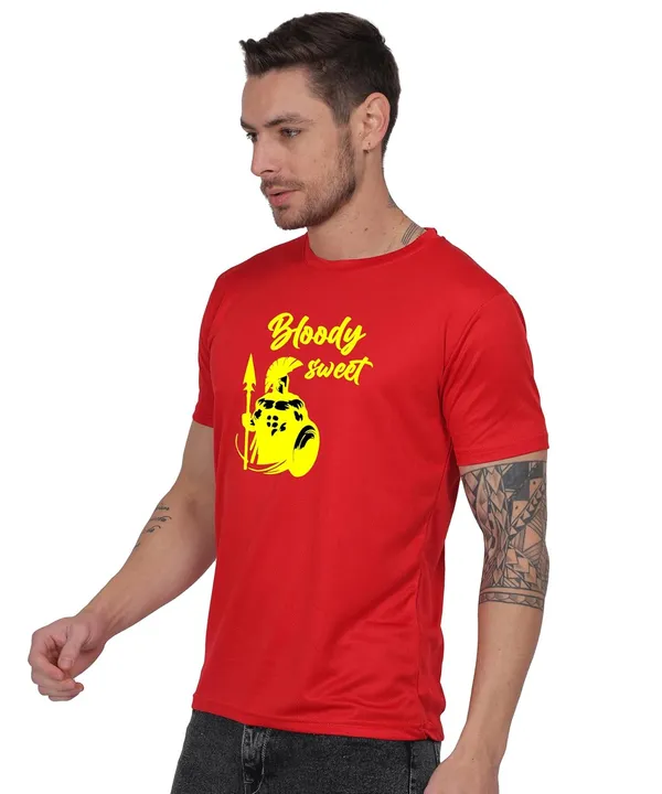 Red_Cotton_Printed_Crew_Neck_Half_Sleeve_T-Shirt_For_Men