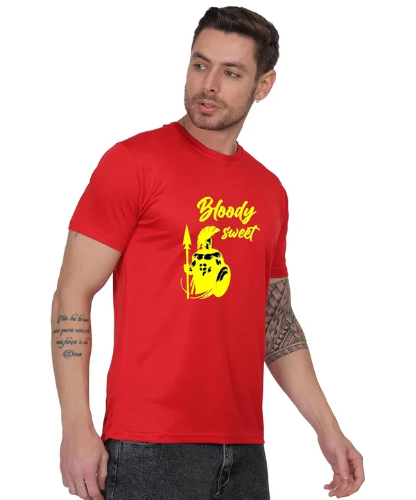 Red_Cotton_Printed_Crew_Neck_Half_Sleeve_T-Shirt_For_Men