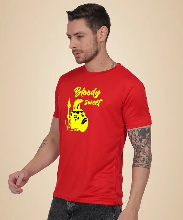 Red_Cotton_Printed_Crew_Neck_Half_Sleeve_T-Shirt_For_Men