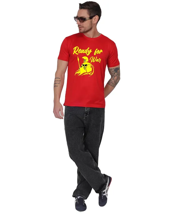 Red_Cotton_Printed_Crew_Neck_Half_Sleeve_T-Shirt_For_Men