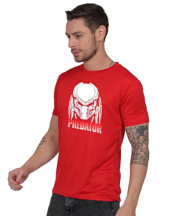 Red_Cotton_Printed_Crew_Neck_Half_Sleeve_T-Shirt_For_Men