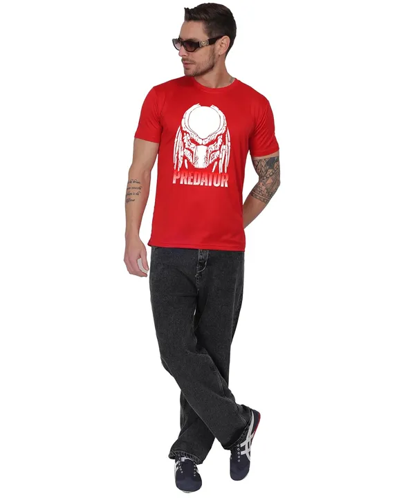 Red_Cotton_Printed_Crew_Neck_Half_Sleeve_T-Shirt_For_Men