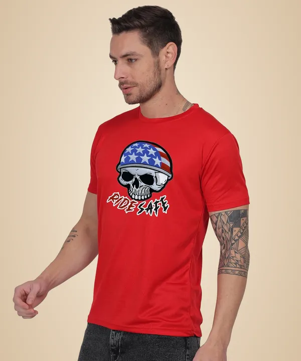 Red_Cotton_Printed_Crew_Neck_Half_Sleeve_T-Shirt_For_Men