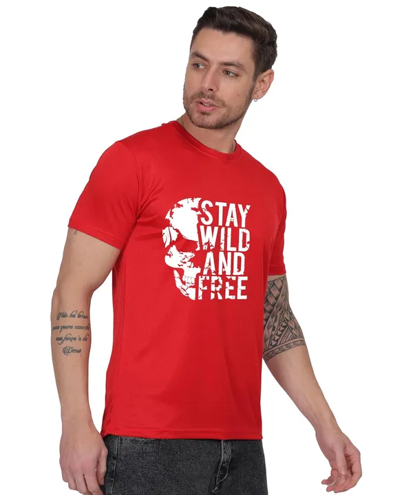 Red_Cotton_Printed_Crew_Neck_Half_Sleeve_T-Shirt_For_Men
