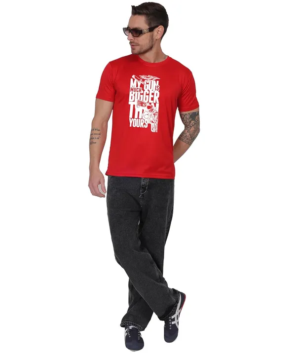 Red_Cotton_Printed_Crew_Neck_Half_Sleeve_T-Shirt_For_Men