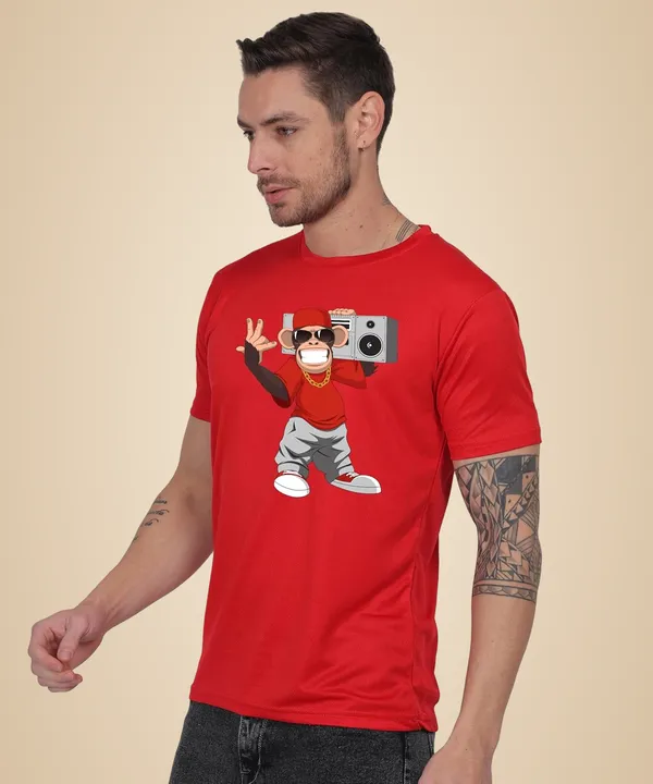 Red_Cotton_Printed_Crew_Neck_Half_Sleeve_T-Shirt_For_Men