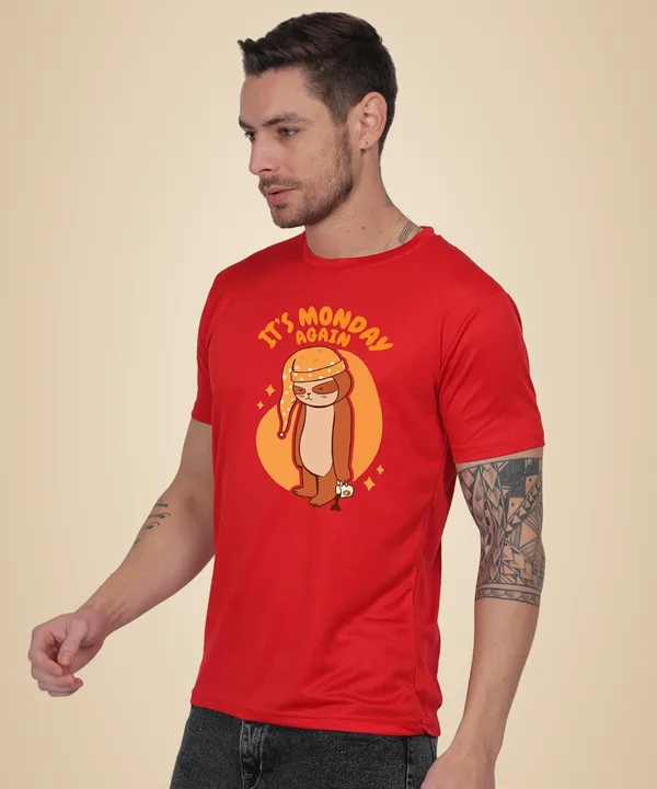 Red_Cotton_Printed_Crew_Neck_Half_Sleeve_T-Shirt_For_Men