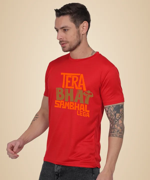 Red_Cotton_Printed_Crew_Neck_Half_Sleeve_T-Shirt_For_Men