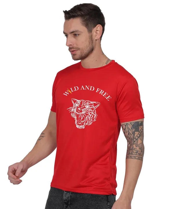 Red_Cotton_Printed_Crew_Neck_Half_Sleeve_T-Shirt_For_Men