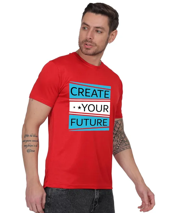 Red_Cotton_Printed_Crew_Neck_Half_Sleeve_T-Shirt_For_Men