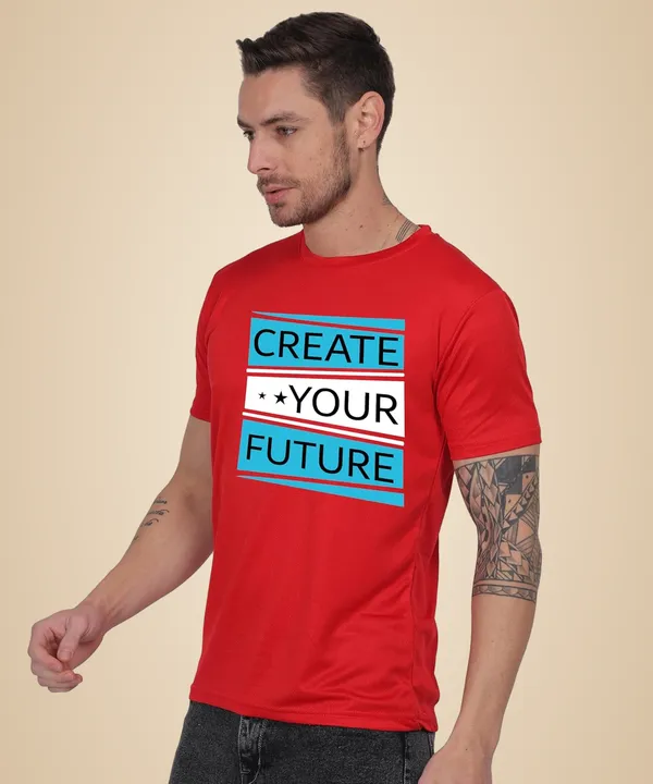 Red_Cotton_Printed_Crew_Neck_Half_Sleeve_T-Shirt_For_Men