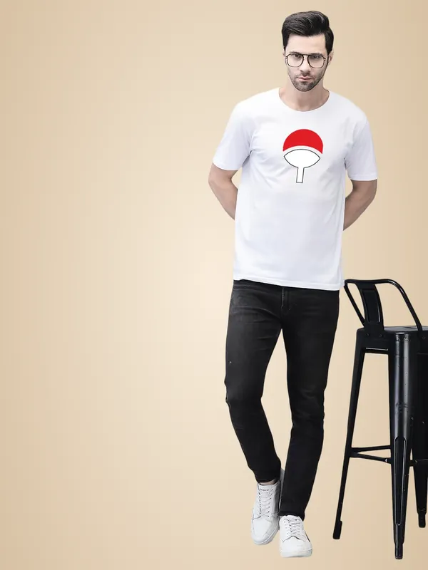 White_Cotton_Printed_Crew_Neck_Half_Sleeve_T-Shirt_For_Men