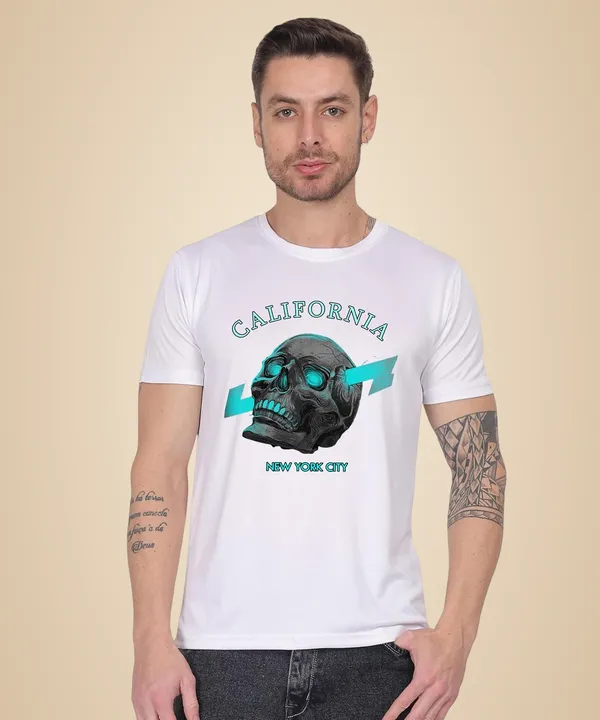 White_Cotton_Printed_Crew_Neck_Half_Sleeve_T-Shirt_For_Men