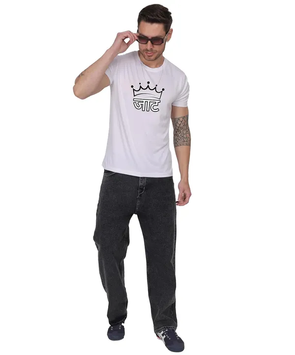 White_Cotton_Printed_Crew_Neck_Half_Sleeve_T-Shirt_For_Men
