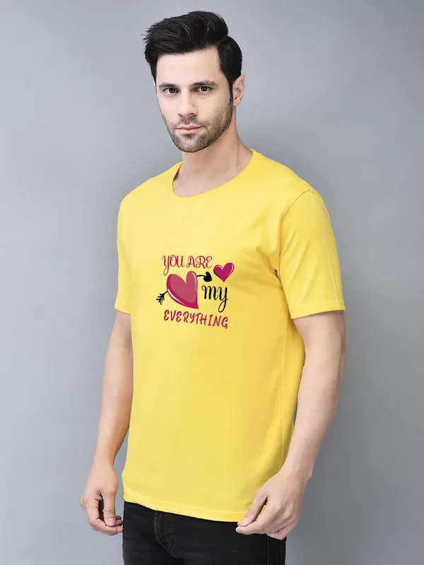 Yellow_Cotton_Printed_Crew_Neck_Half_Sleeve_T-Shirt_For_Men