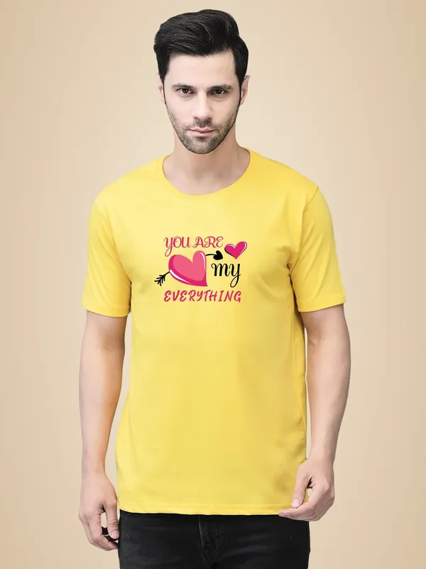 Yellow_Cotton_Printed_Crew_Neck_Half_Sleeve_T-Shirt_For_Men