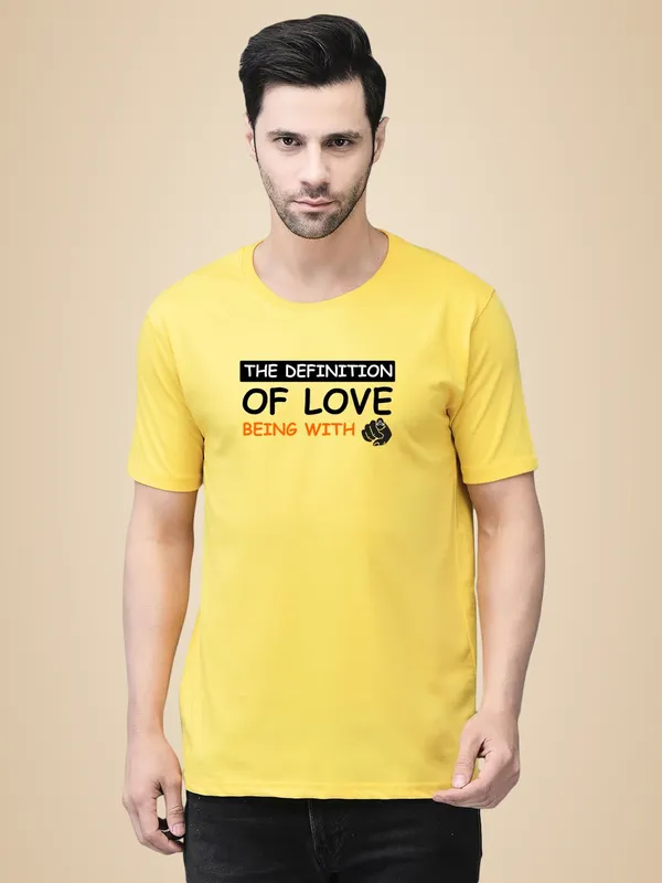Yellow_Cotton_Printed_Crew_Neck_Half_Sleeve_T-Shirt_For_Men