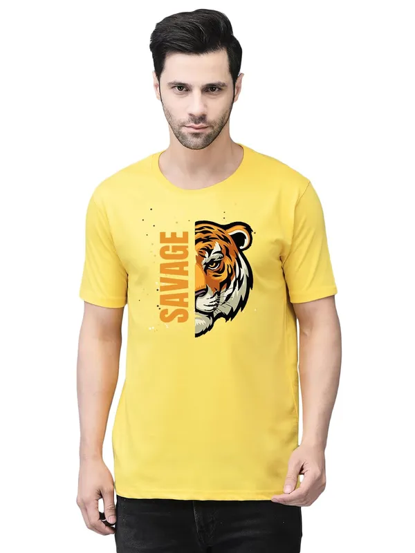 Yellow_Cotton_Printed_Crew_Neck_Half_Sleeve_T-Shirt_For_Men