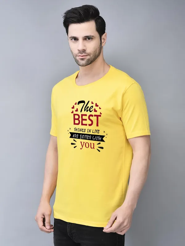 Yellow_Cotton_Printed_Crew_Neck_Half_Sleeve_T-Shirt_For_Men