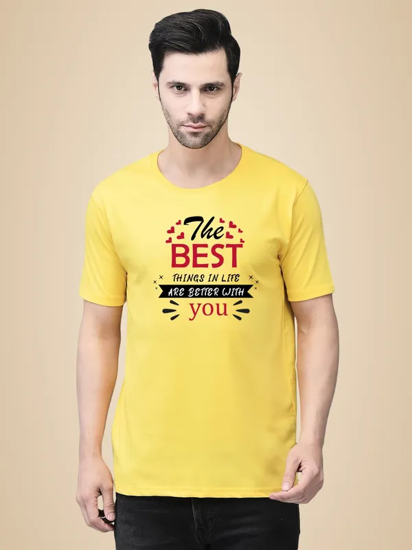 Yellow_Cotton_Printed_Crew_Neck_Half_Sleeve_T-Shirt_For_Men
