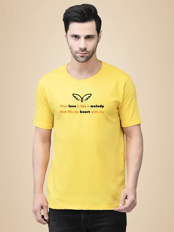 Yellow_Cotton_Printed_Crew_Neck_Half_Sleeve_T-Shirt_For_Men