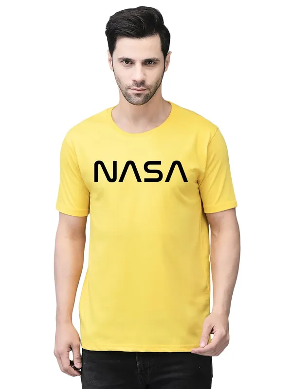 Yellow_Cotton_Printed_Crew_Neck_Half_Sleeve_T-Shirt_For_Men