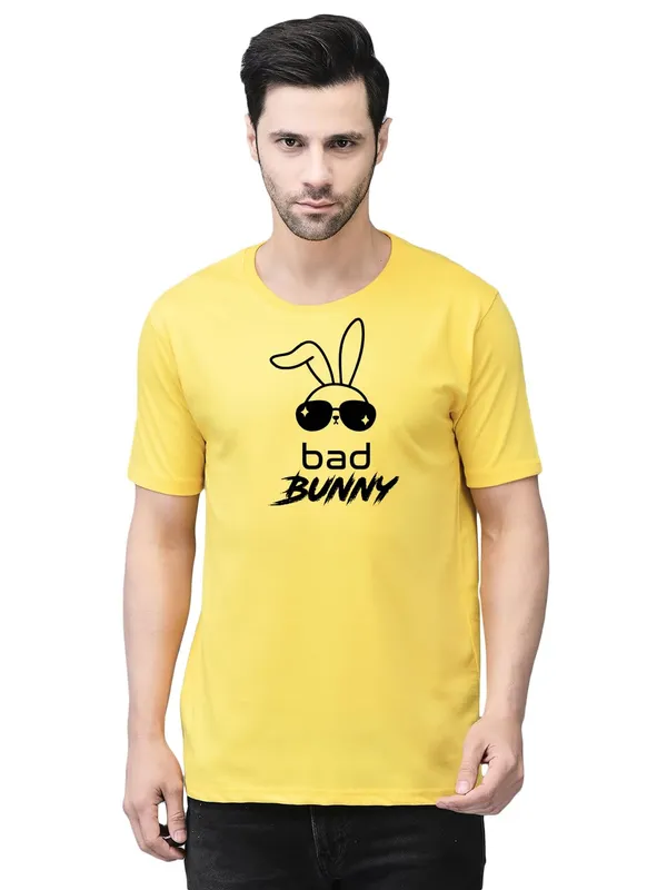 Yellow_Cotton_Printed_Crew_Neck_Half_Sleeve_T-Shirt_For_Men