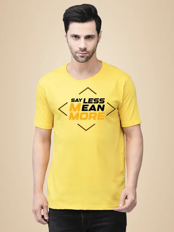 Yellow_Cotton_Printed_Crew_Neck_Half_Sleeve_T-Shirt_For_Men