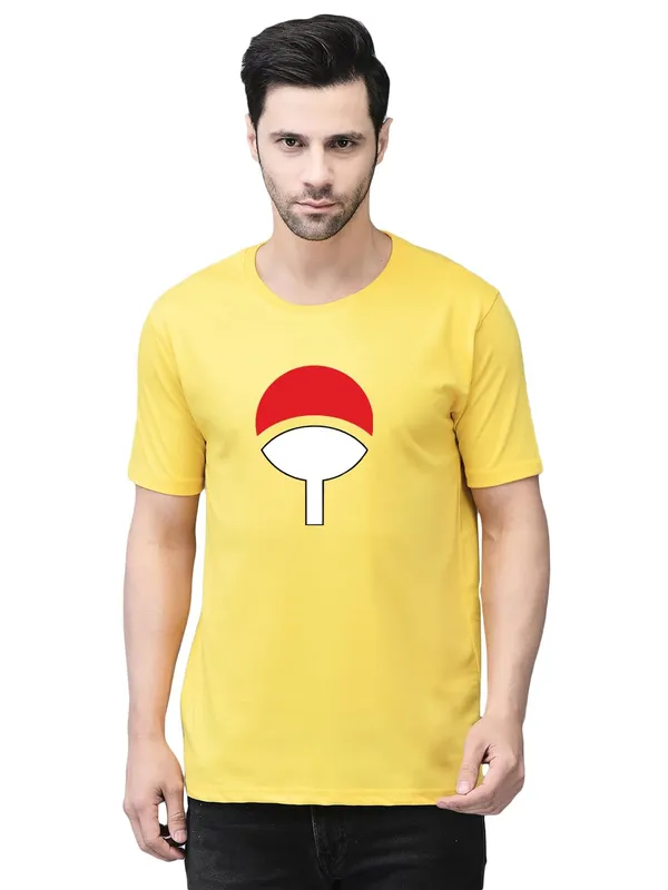 Yellow_Cotton_Printed_Crew_Neck_Half_Sleeve_T-Shirt_For_Men