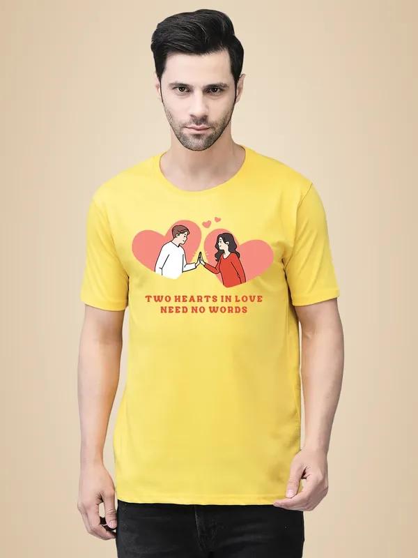 Yellow_Cotton_Printed_Crew_Neck_Half_Sleeve_T-Shirt_For_Men