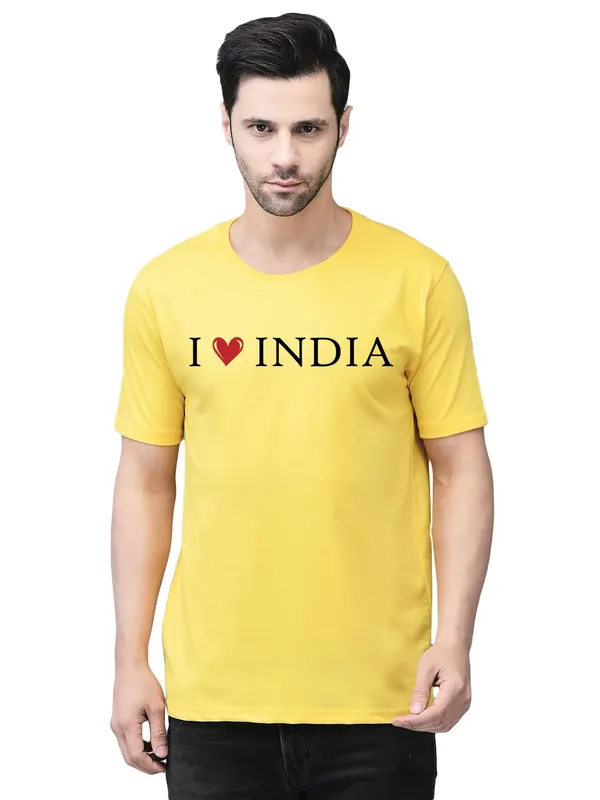 Yellow_Cotton_Printed_Crew_Neck_Half_Sleeve_T-Shirt_For_Men