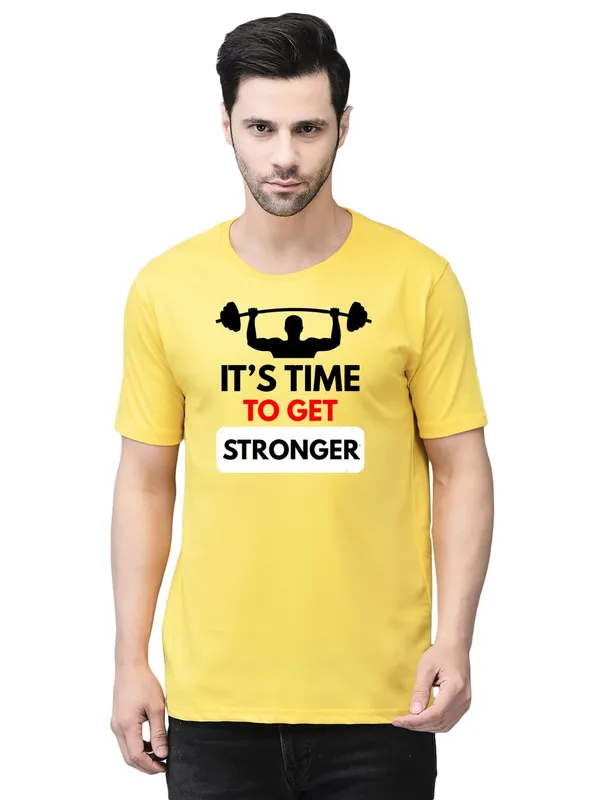 Yellow_Cotton_Printed_Crew_Neck_Half_Sleeve_T-Shirt_For_Men