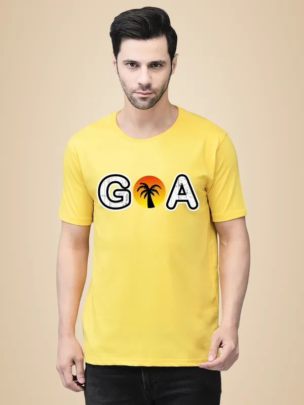 Yellow_Cotton_Printed_Crew_Neck_Half_Sleeve_T-Shirt_For_Men
