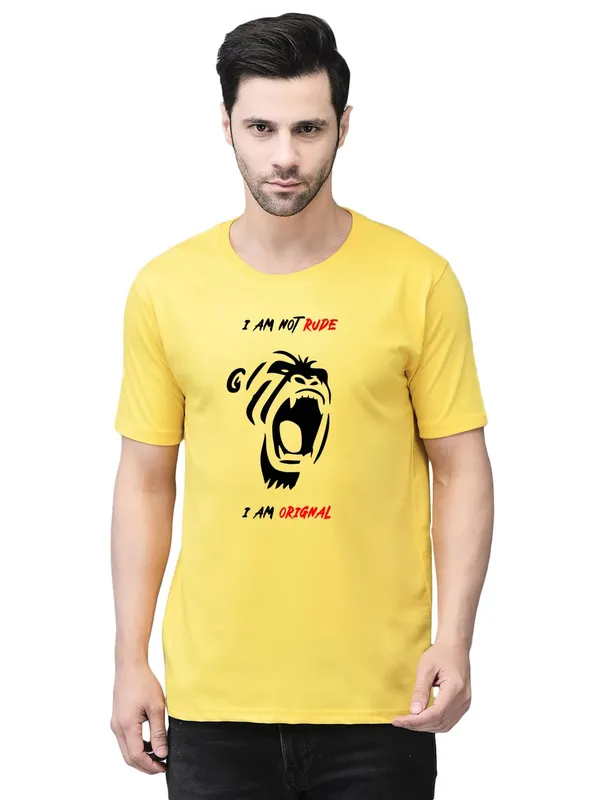 Yellow_Cotton_Printed_Crew_Neck_Half_Sleeve_T-Shirt_For_Men