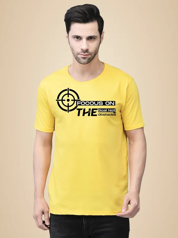 Yellow_Cotton_Printed_Crew_Neck_Half_Sleeve_T-Shirt_For_Men