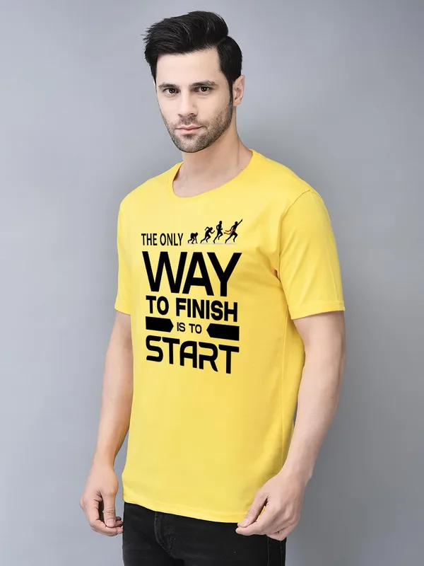 Yellow_Cotton_Printed_Crew_Neck_Half_Sleeve_T-Shirt_For_Men