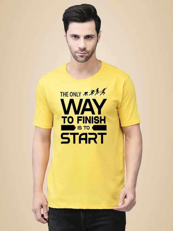 Yellow_Cotton_Printed_Crew_Neck_Half_Sleeve_T-Shirt_For_Men